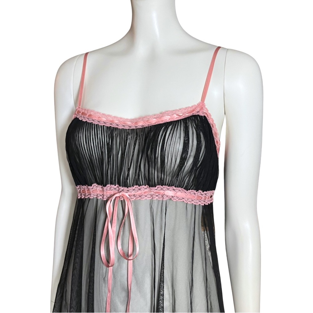 Y2K Vintage Victoria’s Secret Black Sheer Babydoll Slip Dress XS/S Coquette Bow - Picture 8 of 11